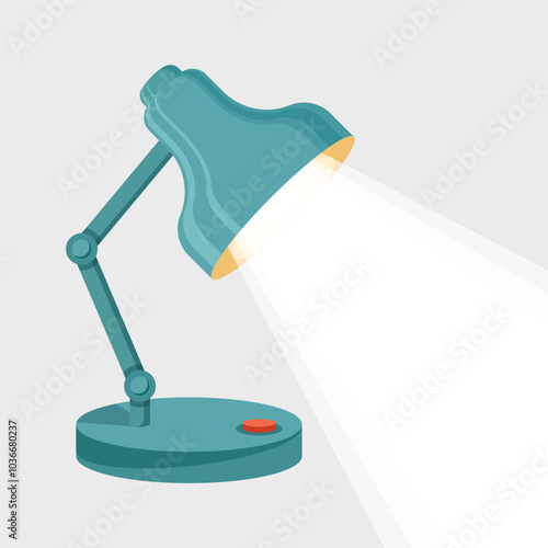 Desk lamp icon in flat style. Spotlight vector illustration on isolated background. Light bulb sign business concept.