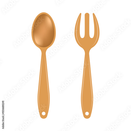 Spoon and fork icon in flat style. Teaspoon vector illustration on isolated background. Tablespoon sign business concept.