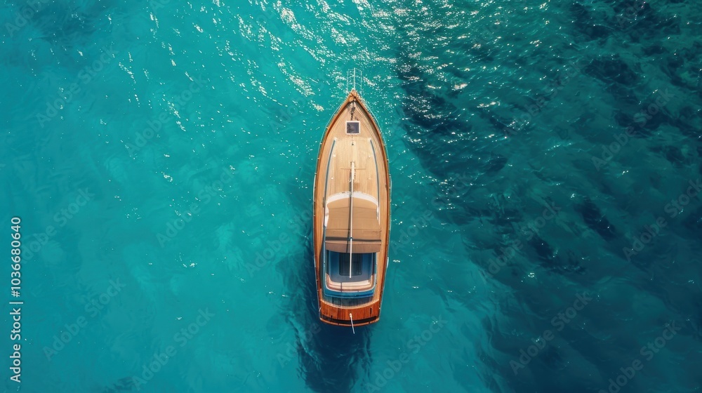 Aerial View of a Yacht in Clear Blue Water Aerial View of a Yacht in Clear Blue Water