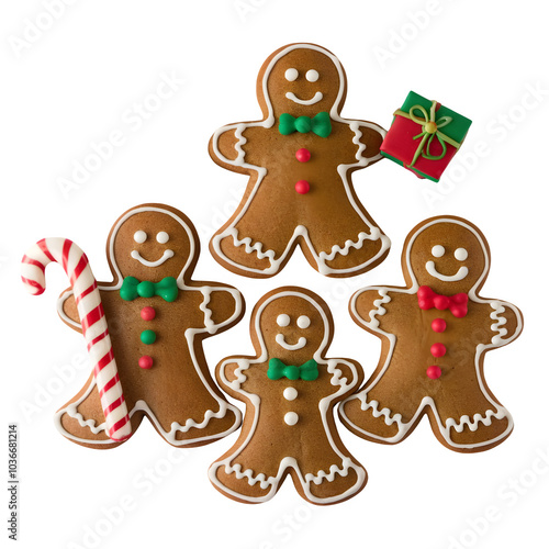 gingerbread cookies isolated on transparent background