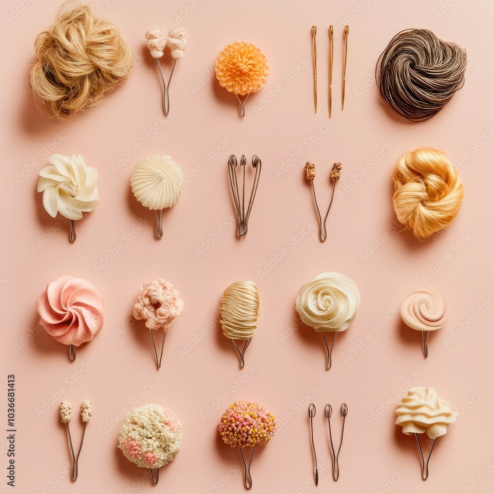 Hair Accessories on Pink Background Hair Accessories on Pink Background