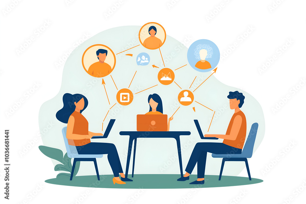 People shown in different locations virtually connecting through devices, highlighting the power of remote work and collaboration tools People shown in different locations virtually connecting through devices, highlighting the power of remote work and collaboration tools