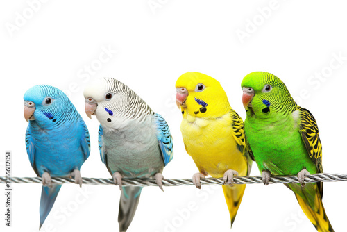 Colorful Parakeets Isolated on a transparent Background for Use in Nature and Bird Enthusiast Projects photo