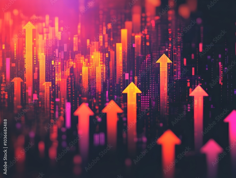 Vibrant Arrows and Market Collage for Business and Financial Strategy Background Vibrant Arrows and Market Collage for Business and Financial Strategy Background