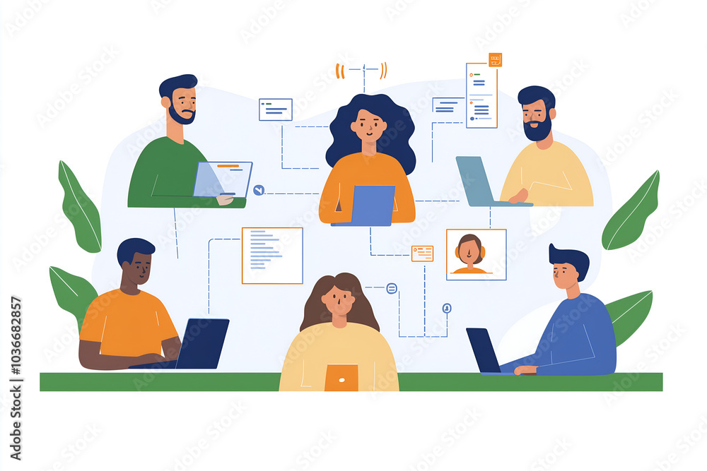People shown in different locations virtually connecting through devices, highlighting the power of remote work and collaboration tools People shown in different locations virtually connecting through devices, highlighting the power of remote work and collaboration tools
