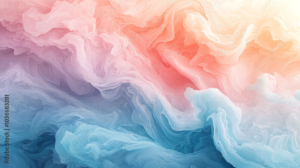 Fototapeta premium Soothing pastel fluid flow of aqua