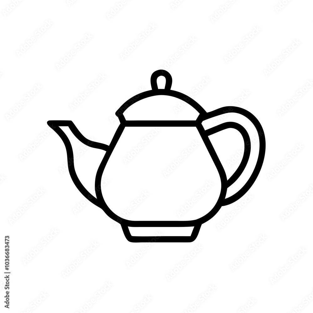 Outline illustration of a teapot, representing tea culture and serving copy space Outline illustration of a teapot, representing tea culture and serving copy space