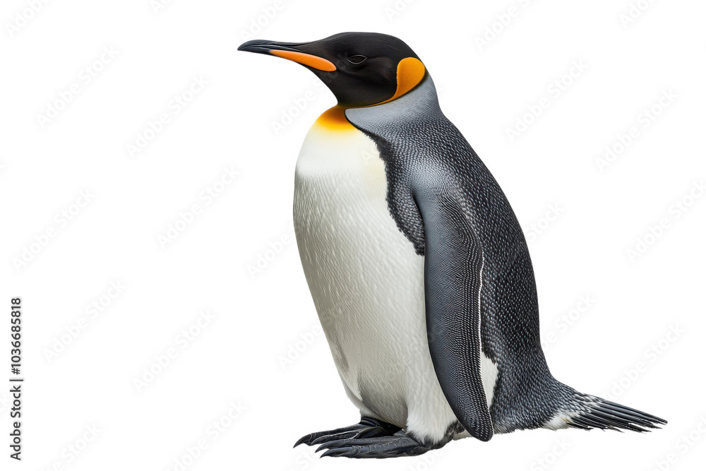 Fototapeta premium Adult Penguin Isolated on transparent Background Perfect for Educational and Creative Projects in Nature and Wildlife Exploration