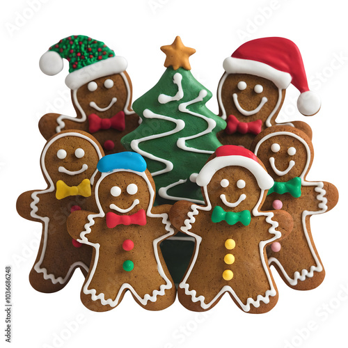 gingerbread cookies isolated on transparent background