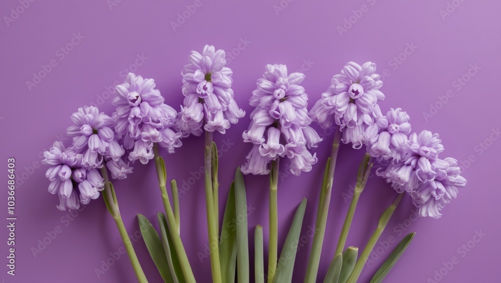 Fototapeta premium Purple Hyacinth Flowers on Purple Background.