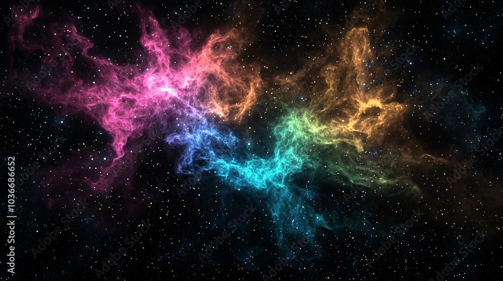 Fototapeta premium Colorful Cosmic Nebula in Deep Space Starfield