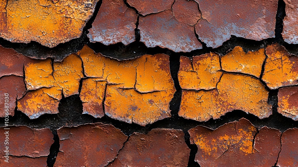 Cracked Orange and Brown Paint Background Texture Cracked Orange and Brown Paint Background Texture