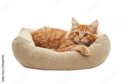 Comfortable and Stylish Pet Bed Isolated on a transparent Background for Premium Pet Home Decor Use photo