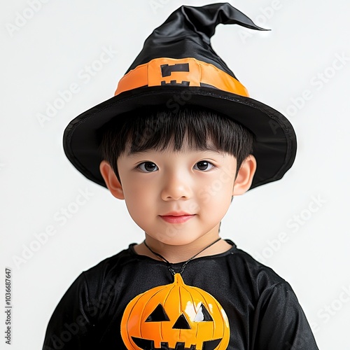 A cute boy wearing halloween costume Generative AI