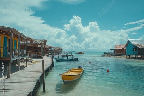 A small sandy island located in the middle of a calm sea, clear turquoise sea water