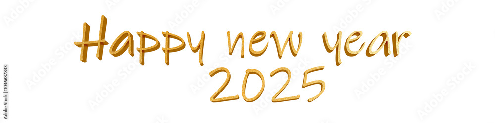 Happy new year 2025 gold text isolated on white Happy new year 2025 gold text isolated on white