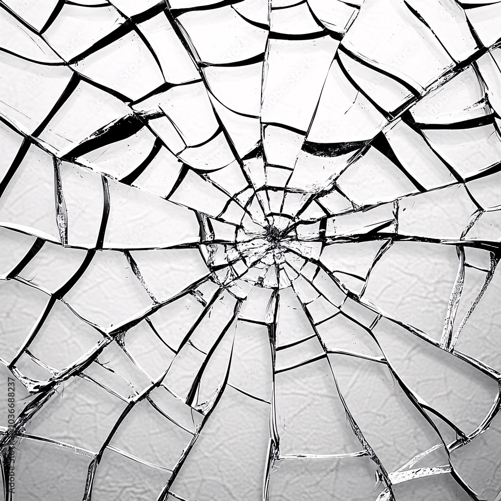 Obraz premium Cracked Glass Surface with Intricate Patterns