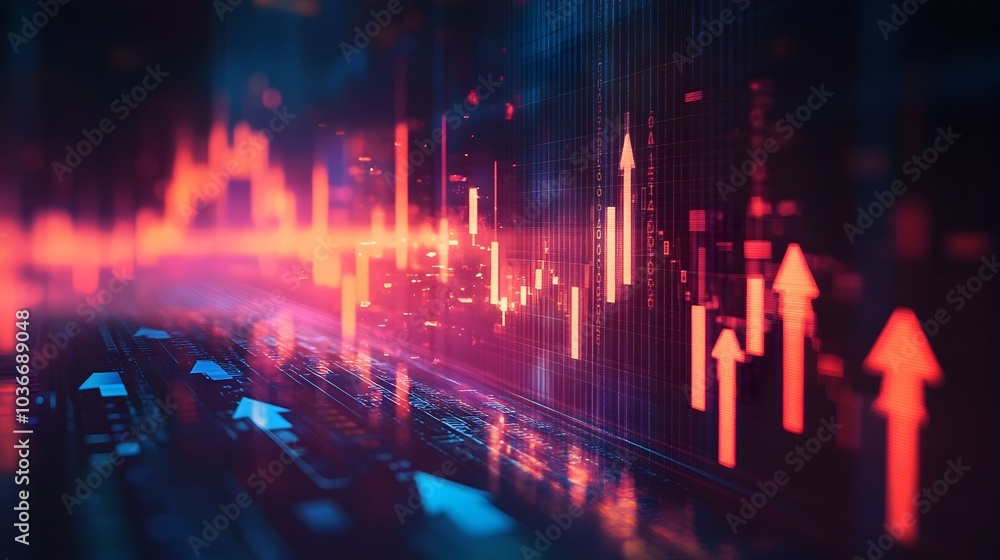 Fototapeta premium Futuristic Abstract Arrow Background Design for Business Economy and Financial Inflation Strategy