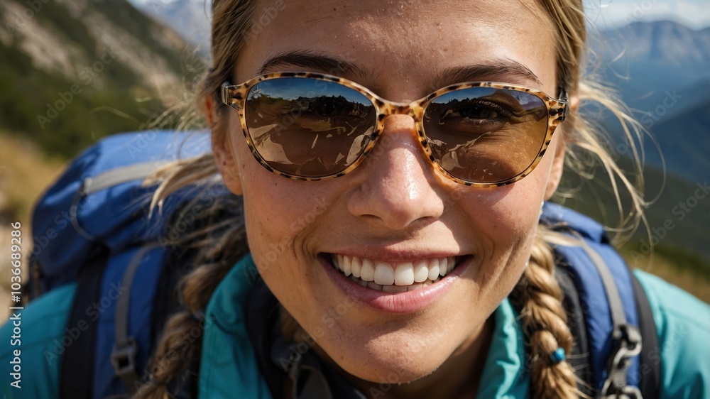 The woman is a traveler, she is happy and smiling. She has visited different parts of the world and has a life full of experience. The woman is a traveler, she is happy and smiling. She has visited different parts of the world and has a life full of experience.