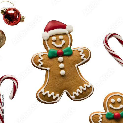 gingerbread cookies isolated on transparent background