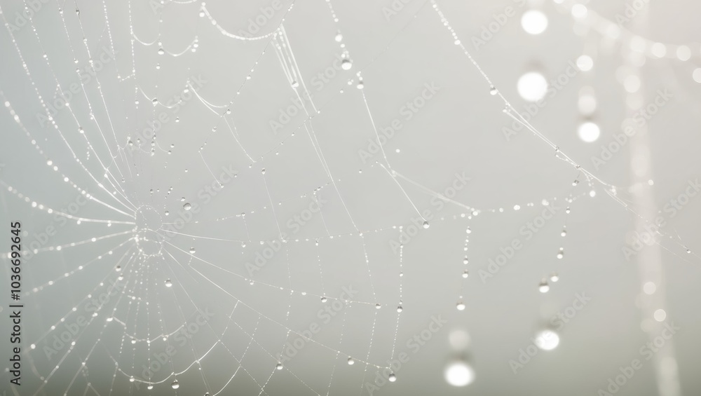 Glowing Droplets on a Spider Web in Soft Focus. Glowing Droplets on a Spider Web in Soft Focus.