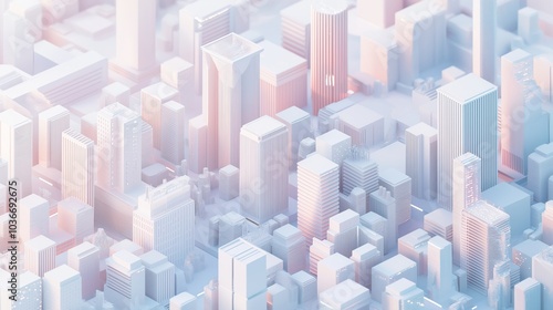 Future technology light color city building layout panoramic view background