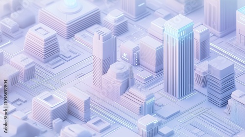 Future technology light color city building layout panoramic view background