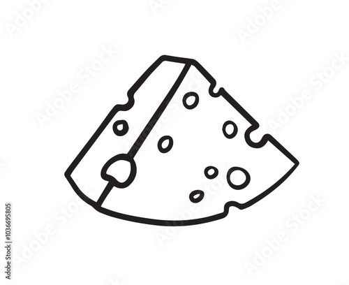 Cheese piece single Doodle hand drawn line icon. slice cheese for menu, design restaurant, cafe