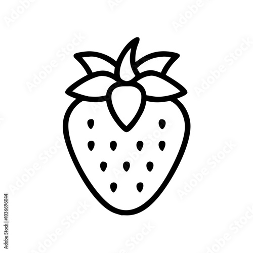 Outline illustration of a strawberry, representing fresh fruits and healthy eating copy space