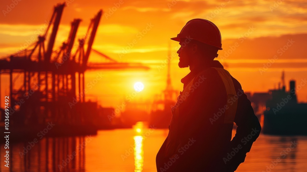 Fototapeta premium Engineer standing at port