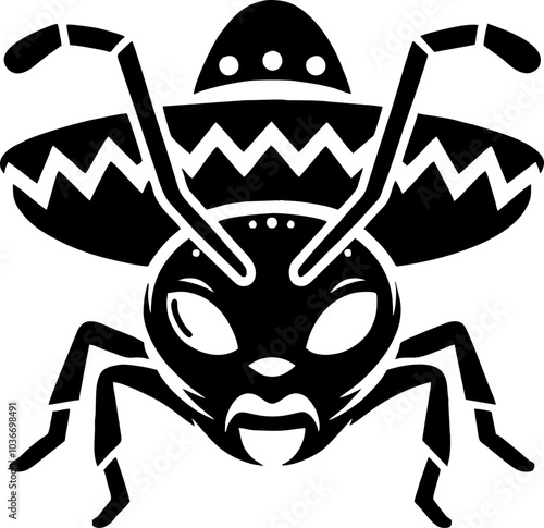 Ant face black silhouette icon logo in the Mexican 


 photo