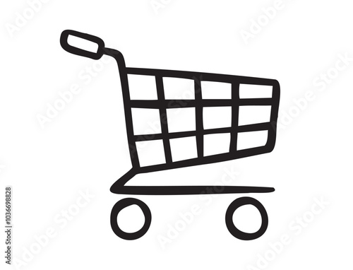 Shopping cart doodle hand drawn icon. isolated Empty sketch cart line style. Concept market shop or store, making purchases