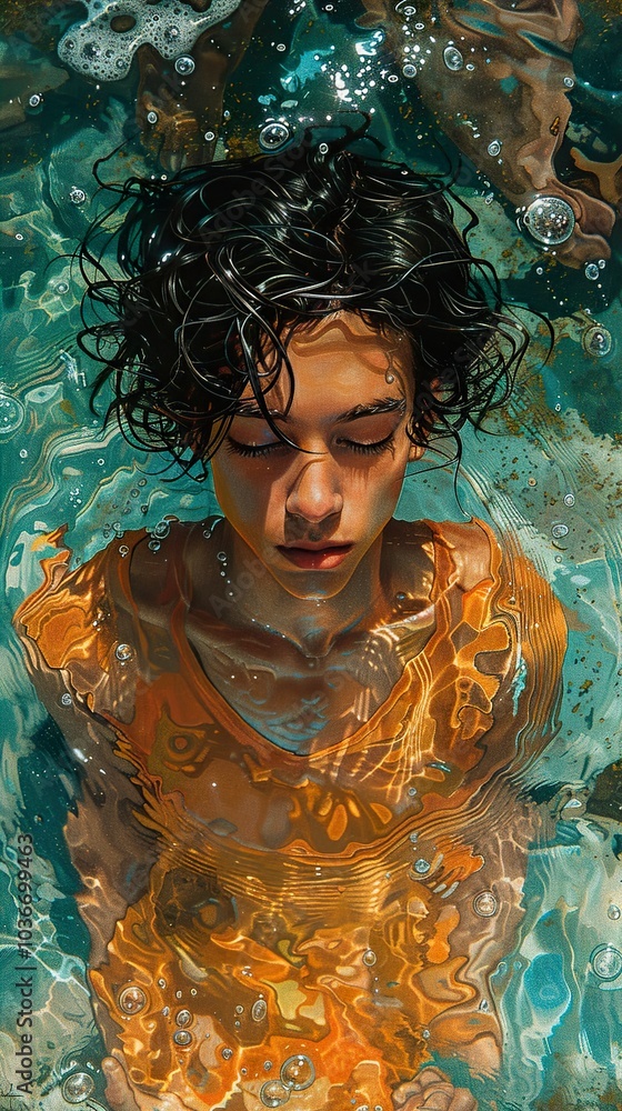 Submerged Serenity: A Woman's Portrait in the Water Submerged Serenity: A Woman's Portrait in the Water