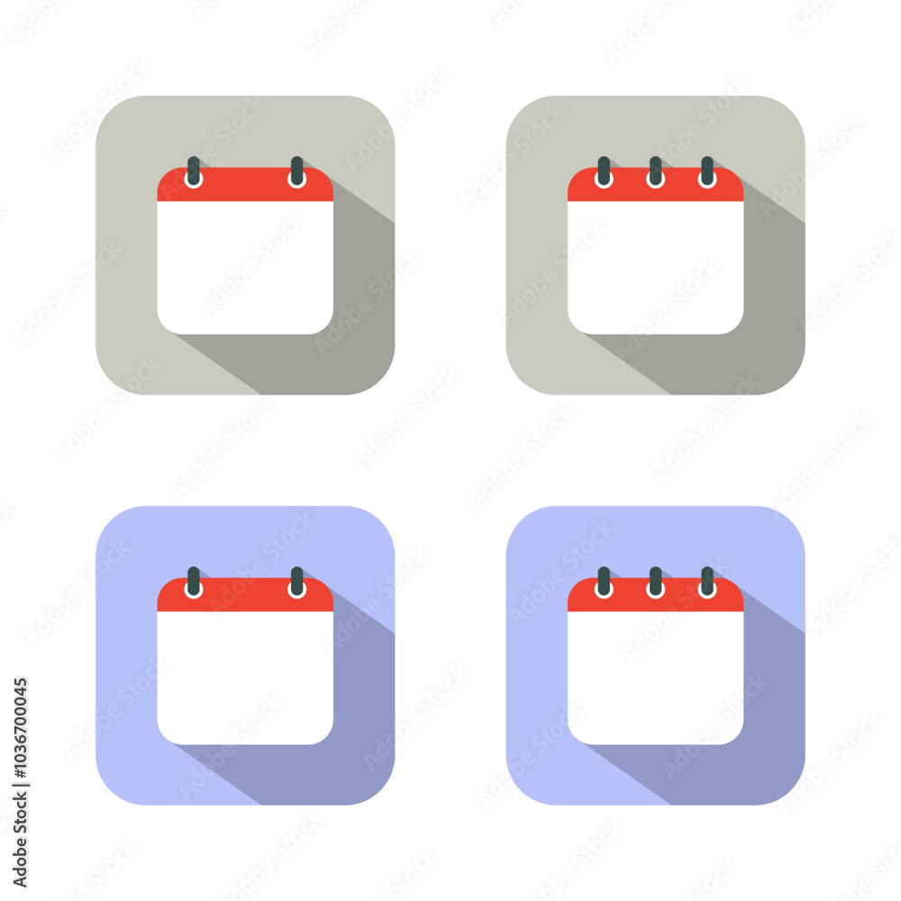 Blank calendar icon on square background. Date icon with long shadow Blank calendar icon on square background. Date icon with long shadow