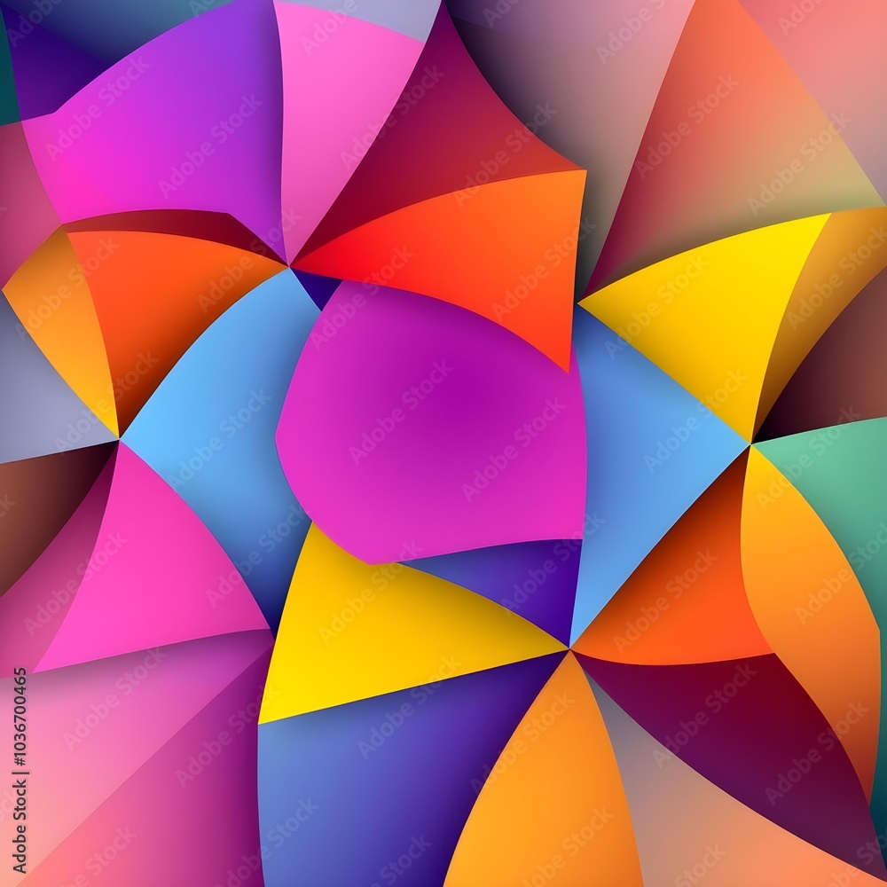 Vibrant geometric shapes arranged in a complex, abstract pattern with smooth gradient colors blending seamlessly Vibrant geometric shapes arranged in a complex, abstract pattern with smooth gradient colors blending seamlessly
