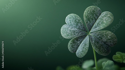 Realistic 3D leaf clover isolated on a rich green background capturing the intricate details of its leaves and vibrant color perfect for celebrating St Patrick's Day photo