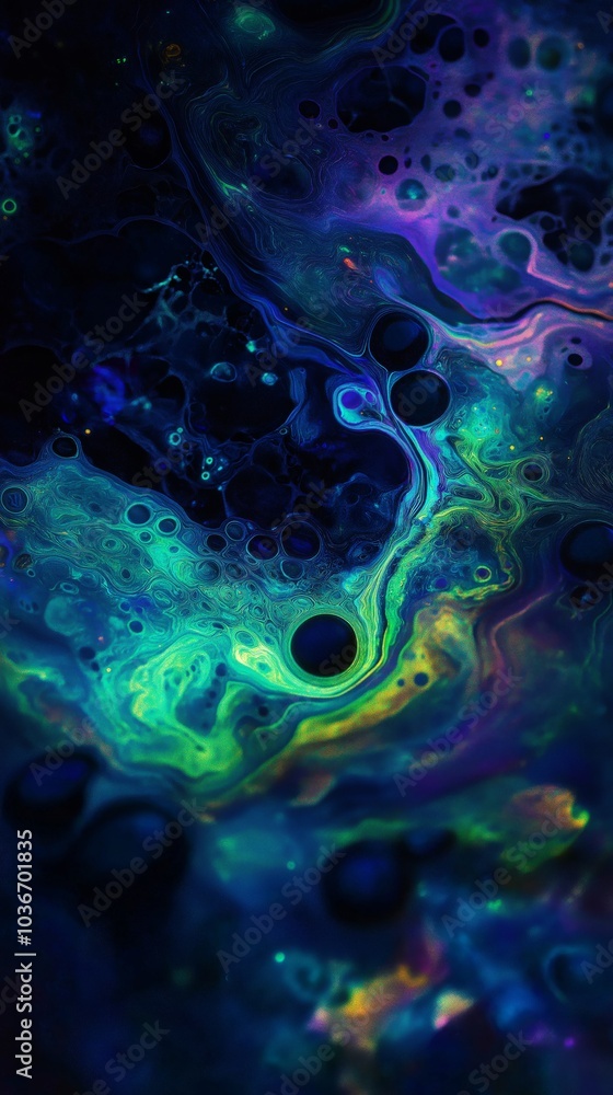 Surreal style watercolor painting with black gloss paint, fluorescent fluid art, neon blue green abstract liquid painting with black background Surreal style watercolor painting with black gloss paint, fluorescent fluid art, neon blue green abstract liquid painting with black background