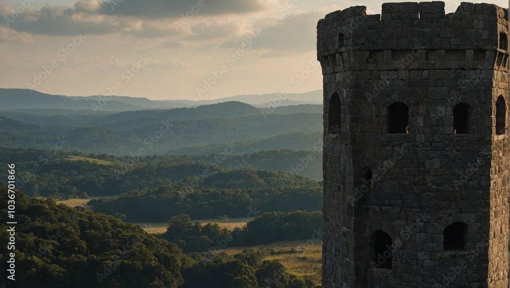 The archer tower stands as a sentinel over the peaceful land The archer tower stands as a sentinel over the peaceful land