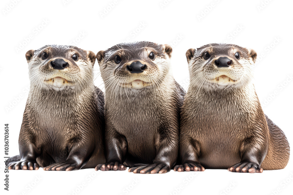 Adorable River Otters Isolated on a transparent Background Perfect for Nature-Themed Projects and Educational Purposes