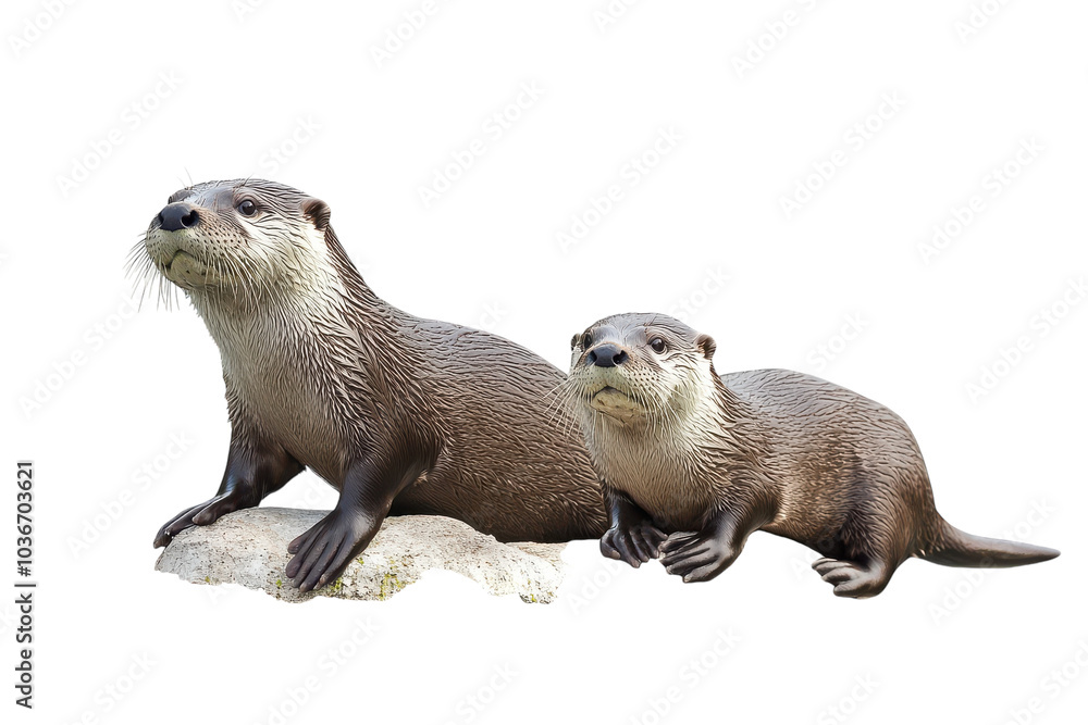 Playful River Otters Isolated on a transparent Background for Wildlife and Nature Illustrations Playful River Otters Isolated on a transparent Background for Wildlife and Nature Illustrations