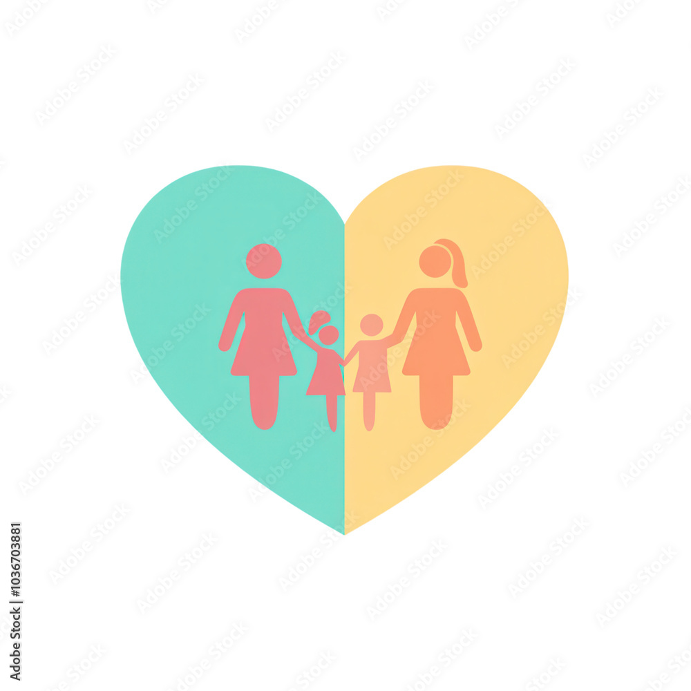 A stylized heart symbol featuring silhouettes of women and children, representing love, family, and togetherness. A stylized heart symbol featuring silhouettes of women and children, representing love, family, and togetherness.