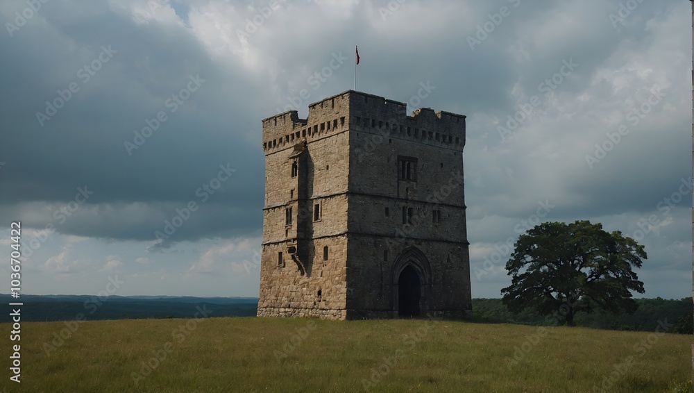 The archer tower stands majestic against the skyline The archer tower stands majestic against the skyline