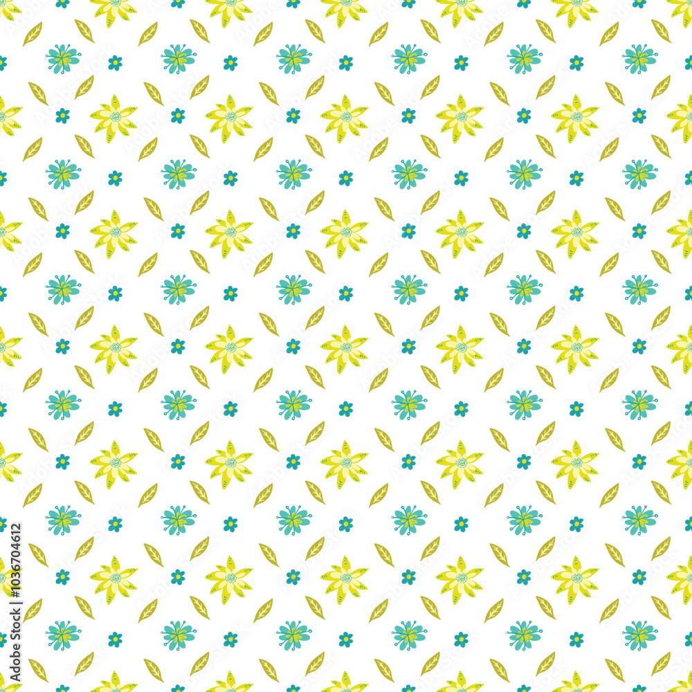 Seamless pattern with plants, branch, wild flowers and leaves Seamless pattern with plants, branch, wild flowers and leaves