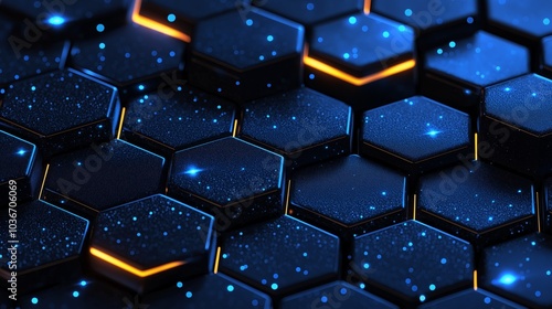 Future technology sense blue hexagon cellular network concept background