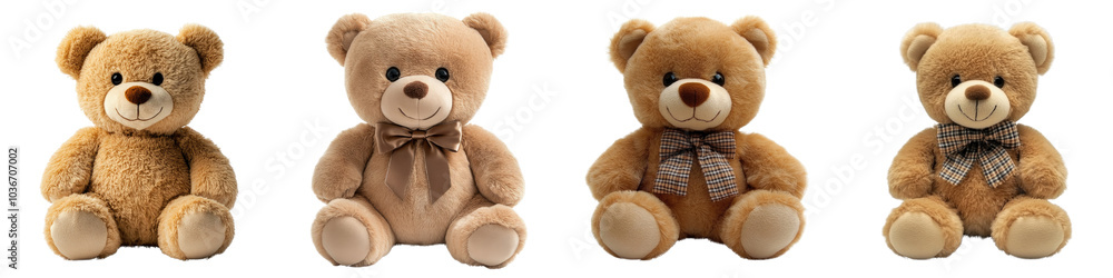 Fototapeta premium Teddy bear - Soft, cuddly toy often cherished by children Isolated on Clear White Background Highly Detailed