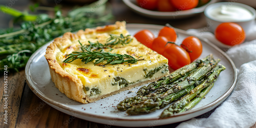 Casserole with green asparagus. Casserole with green asparagus.