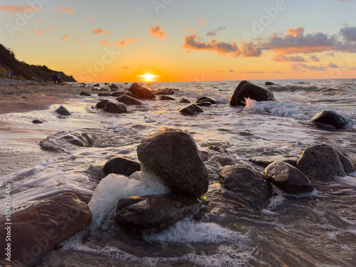 Wallpaper Mural sunset on the beach with rocks on the baltic sea, isalnd Rügen in Germany Cap Arkona Torontodigital.ca