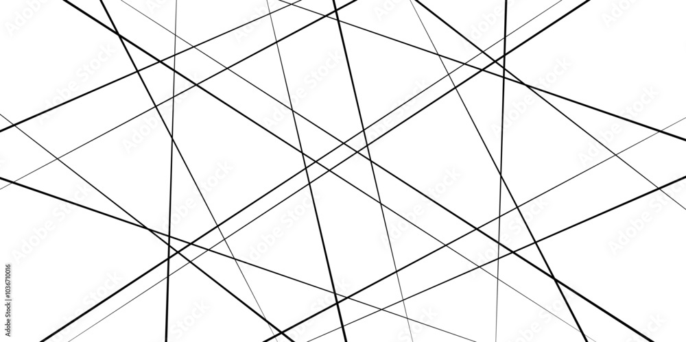 Fototapeta premium Random chaotic lines. Abstract geometric pattern. Outline monochrome texture.