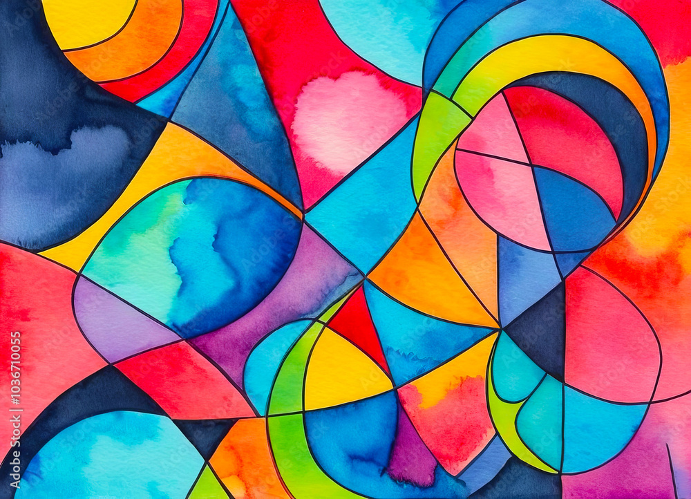 Fototapeta premium Bright multi-colored background with different shapes, colorful abstract pattern