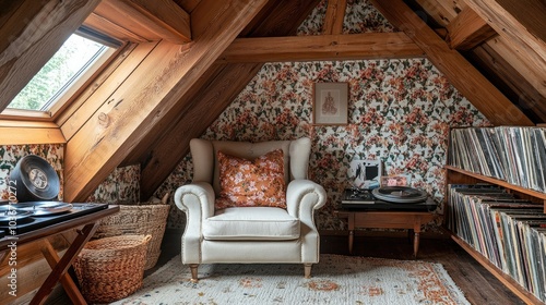 Cozy attic space transformed into a serene reading nook